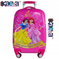 OkaeYa 18 Inch Princess5 Pink 2000Cms 4 Wheel Kids Hardsided Trolley Bag